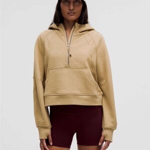 Lululemon Cropped Hooded Half-Zip Scuba in Filbert Tan Size XS/S